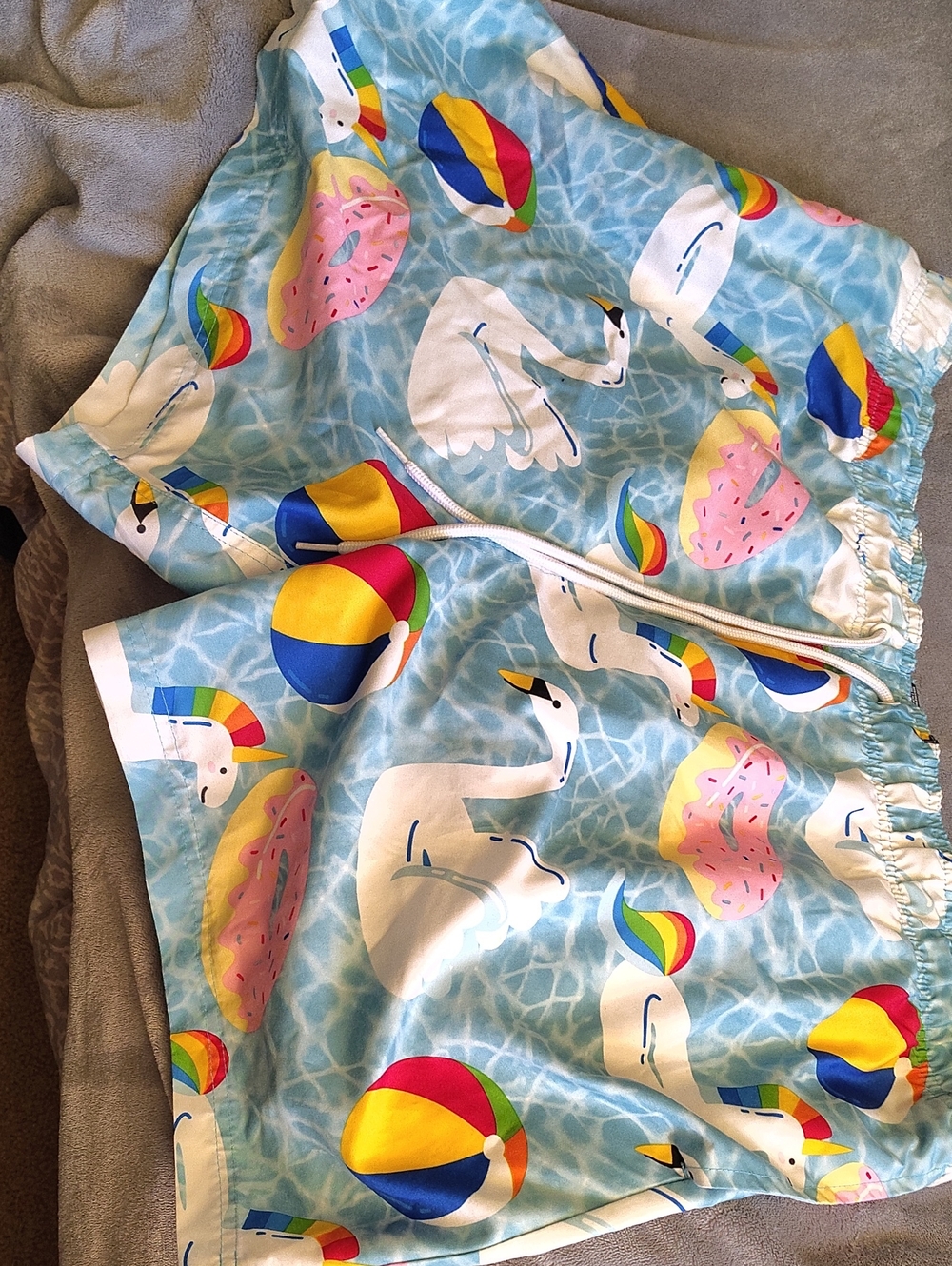 George Men's Light Blue Swim Shorts with Playful Water Theme